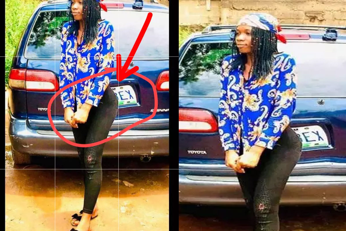 The lady altered her photo to make it seem like she has big bum
