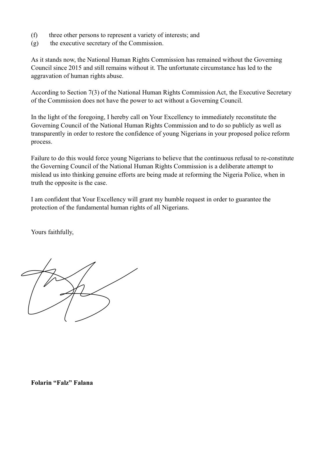 Falz writes letter
