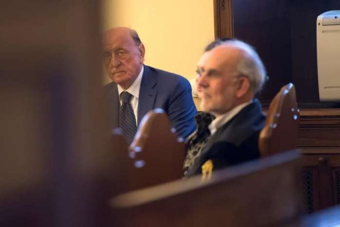 FILE PHOTO - The former president of the Institute for Works of Religion (IOR) Angelo Caloia is seen during the first hearing of his trial at the Vatican, May 9, 2018. Picture taken May 9, 2018. Osservatore Romano-Handout via REUTERS FILE PHOTO - The former president of the Institute for Works of Religion (IOR) Angelo Caloia is seen during the first hearing of his trial at the Vatican, May 9, 2018. Picture taken May 9, 2018. Osservatore Romano-Handout via REUTERS