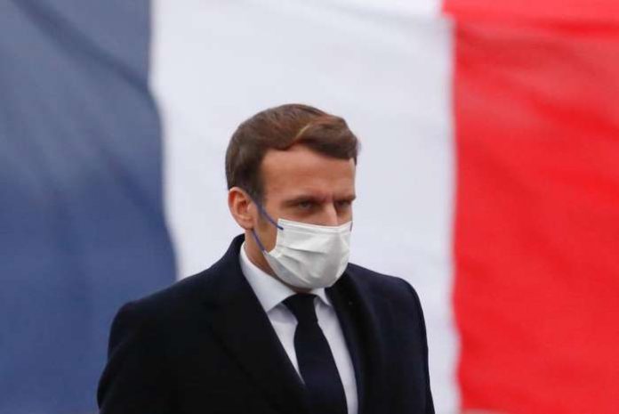 French President Emmanuel Macron arrives at the frigate Bretagne before he delivers his new year wishes in Brest, France, January 19, 2021. REUTERS-Stephane Mahe-Pool French President Emmanuel Macron arrives at the frigate Bretagne before he delivers his new year wishes in Brest, France, January 19, 2021. REUTERS-Stephane Mahe-Pool