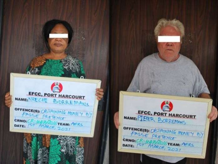 The Economic and Financial Crimes Commission (EFCC) on Tuesday arraigned a Dutch, Peiter Borremans, and his wife, Nkechi Borremans, on fraud charges involving $330,000. The Economic and Financial Crimes Commission (EFCC) on Tuesday arraigned a Dutch, Peiter Borremans, and his wife, Nkechi Borremans, on fraud charges involving $330,000.