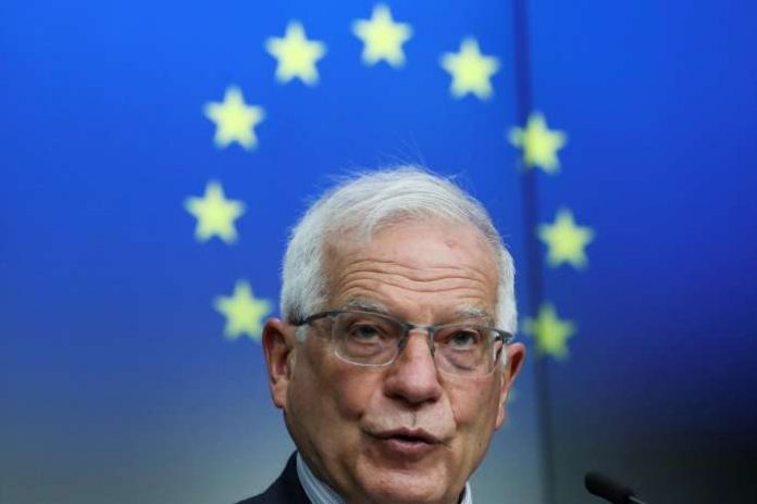 FILE PHOTO: European Union High Representative for Foreign Affairs Josep Borrell attends a news conference after a EU-Georgia association council in Brussels, Belgium, March 16, 2021. REUTERS/Yves Herman/Pool/File Photo FILE PHOTO: European Union High Representative for Foreign Affairs Josep Borrell attends a news conference after a EU-Georgia association council in Brussels, Belgium, March 16, 2021. REUTERS/Yves Herman/Pool/File Photo