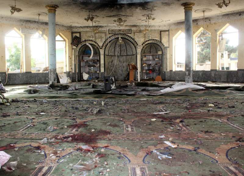 A view shows a mosque after a blast, in Kunduz, Afghanistan October 8, 2021. REUTERS/Stringer